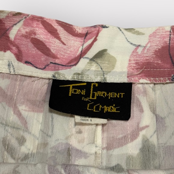 Vintage 1980s Toni Garment For C.C Magic, Pastel, Floral, Pleated Skirt - Picture 8 of 8